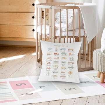 FLDAS Classroom Pillow Covers 18x18, Classroom Pillows for Kids Reading Corner, Toddler Boys Kids Room Nursery Decor, Transportation Alphabet Kids Pillows Decorative Throw Pillows Cover