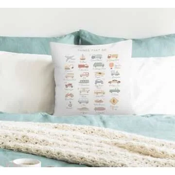 FLDAS Classroom Pillow Covers 18x18, Classroom Pillows for Kids Reading Corner, Toddler Boys Kids Room Nursery Decor, Transportation Alphabet Kids Pillows Decorative Throw Pillows Cover