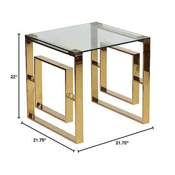 Cortesi Home Laila End Table - 22 inch Stylish Gold Design