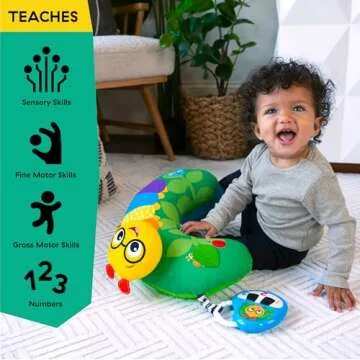 Baby Einstein Cal-a-Pillow Tummy Time Pillow, Multisensory Activity Toys, Sitting Up Play, Cal the Caterpillar, Ages 0+ Months