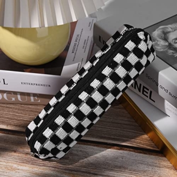 SOIDRAM Checkered Makeup Bag Large Capacity Brush Storage