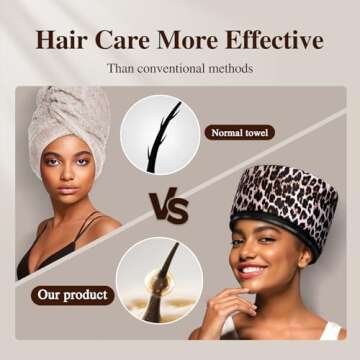 Heat Cap Leopard Thermal Steam Cap - 10-Level Heating for Deep Conditioning Natural and Black Hair a...