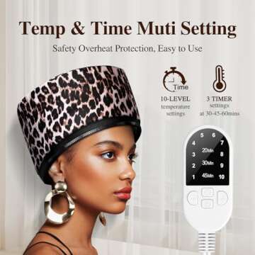 Heat Cap Leopard Thermal Steam Cap for Deep Conditioning Care