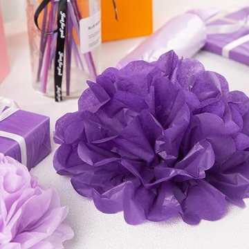 Koogel 330 Sheets Purple Tissue Paper, Halloween Tissue Paper for Gift Bags 14 x 10 Inch Gift Wrapping Paper for DIY Crafts Halloween