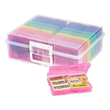 IRIS USA 4"x 6" Photo Storage Box Container Keeper Organizer, 2-Pack, Main Container with 16 Organiz...