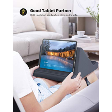 Lamicall Tablet Pillow Stand, Pillow Soft Pad for Lap - Tablet Holder Dock for Bed with 6 Viewing Angles, for 4-13" Tablets, Like iPad Pro 11, 13, Air, Mini, Kindle, Galaxy Tab, E-Reader, Dark Gray