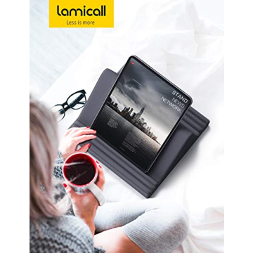 Lamicall Tablet Pillow Stand, Pillow Soft Pad for Lap - Tablet Holder Dock for Bed with 6 Viewing Angles, for 4-13" Tablets, Like iPad Pro 11, 13, Air, Mini, Kindle, Galaxy Tab, E-Reader, Dark Gray