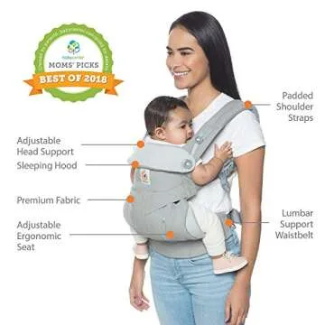 Ergobaby 360 All-Position Baby Carrier with Lumbar Support (12-45 Pounds), Elephant Dance, Premium Cotton