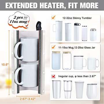 BetterSub Tumbler Mug Heat Press Machine 30 OZ 20 OZ 16 OZ Sublimation Straight Skinny Tumbler Mug Sublimation Print 11 OZ 15 OZ Sublimation Mug Heat Transfer Teal