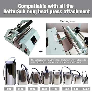 BetterSub Tumbler Mug Heat Press Machine 30 OZ 20 OZ 16 OZ Sublimation Straight Skinny Tumbler Mug Sublimation Print 11 OZ 15 OZ Sublimation Mug Heat Transfer Teal
