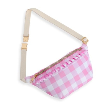 Belt Bag for Women Gingham Ruffle Crossbody Fanny Pack with Adjustable Strap,Cute Mini Everywhere Fa...