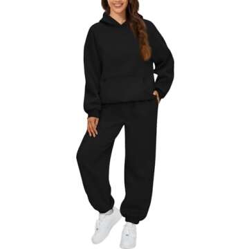 Sweatsuits Women 2 Piece Outfit Jogger Sets Fleece Oversized Hoodie Sweatshirt High Waisted Joggers ...