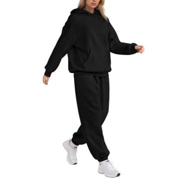 Sweatsuits Women 2 Piece Outfit Jogger Sets Fleece Oversized Hoodie Sweatshirt High Waisted Joggers Sweatpants Y2k Track Suits Comfy Matching Athleisure Lounge Pants Sets Two Piece Casual Fall Outfits