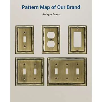 DEWENWILS 4 Pack Metal Outlet Covers, Single Toggle Wall Plate Cover, Antique Brass Light Switch Cover Plates, 4.92"×3.14" Sunken Pearls Decorative Wall Plates Electrical Outlets