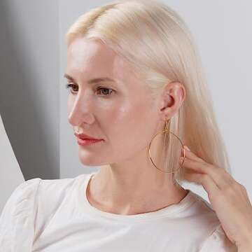 Humble Chic Large Circle Dangle Hoop Earrings - Elegant & Hypoallergenic 18K Gold