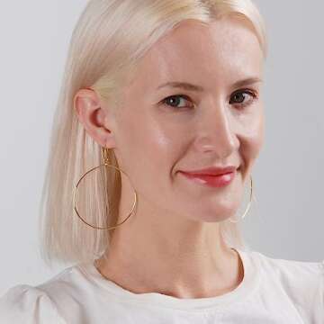 Stylish 18K Gold Dangle Hoop Earrings for Women