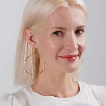 Stylish 18K Gold Dangle Hoop Earrings for Women