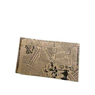 N'icePackaging 100 Qty 4" x 6" Decorative Flat Paper Gift Bags - Newsprint Pattern on Brown Kraft Ba...