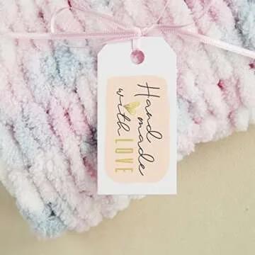 300 Handmade with Love Stickers in Sheets | 1.75" x 2.75" Special Cut Size | Typical Shape Design with Gold Foil and Light Peach Background | Highly Recommended for Small Business Owners (1 Pack)