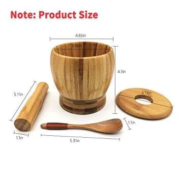 Wooden Mortar and Pestle Set with Lid and Spoon