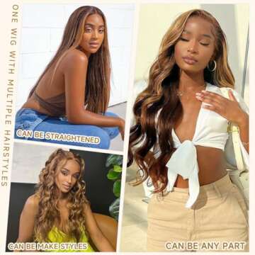 26 Inch Ombre Lace Front Wig Human Hair - Perfectly Styled Women's Wig