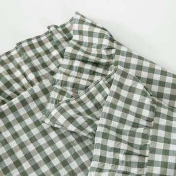 Silnuo Green/White Plaid Ruffled Body Pillow Sham Washed Cotton Shabby Checkered Gingham Pillow Cover 20"x54"