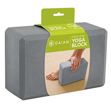 Gaiam Yoga Block - Supportive Latex-Free EVA Foam Soft Non-Slip Surface for Yoga, Pilates, Meditation, Storm Gray