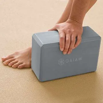 Gaiam Yoga Block - Supportive Latex-Free EVA Foam Soft Non-Slip Surface for Yoga, Pilates, Meditation, Storm Gray