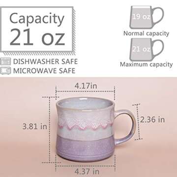 Bosmarlin Large Ceramic Coffee Mug, Big Tea Cup, 7 Colors to Choose, 21 Oz, Dishwasher and Microwave...