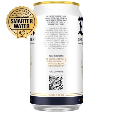 Liquid Death Mountain Water - 12-Pack Cans for Refreshment