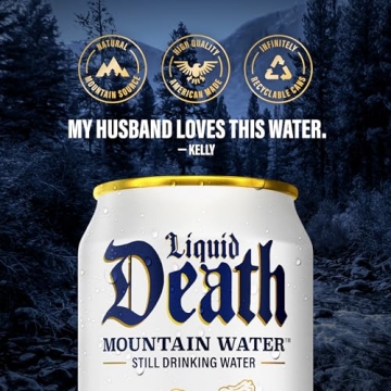 Liquid Death Mountain Water - 12-Pack Cans for Refreshment