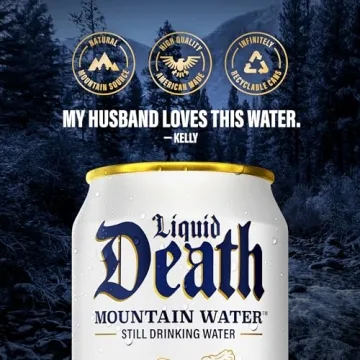 Liquid Death Mountain Water - 12-Pack Cans for Refreshment