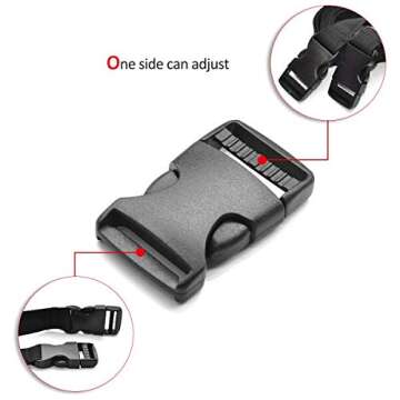 20Pack Plastic Buckles 1 Inch Quick Side Release Buckles for Backpack Webbing Belt (Black)