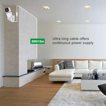 Uogw 50Ft/15m Outdoor Power Adapter - Compatible with Wyze Cam V4, Pan V3, OG, Battery Cam Pro - Waterproof Power Cable