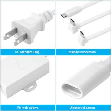 Uogw 50Ft/15m Outdoor Power Adapter - Compatible with Wyze Cam V4, Pan V3, OG, Battery Cam Pro - Waterproof Power Cable