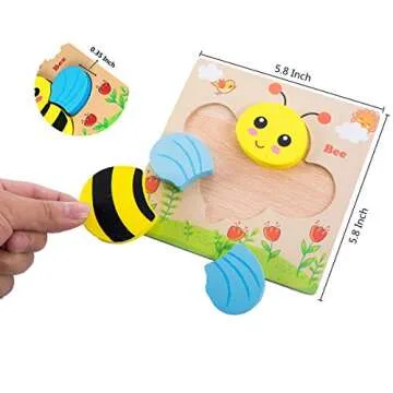 Babe Rock 6 Pack Wooden Jigsaw Puzzles for Toddlers