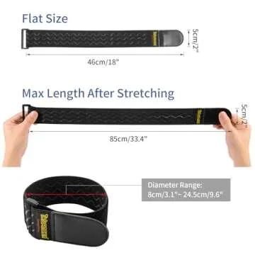 Trilancer Elastic Cinch Straps with Anti-Slip Strips, 2" x 18"(8 Pack) Hook and Loop Storage Straps with Buckle, Bundling Straps for Extension Cords, Cables, Ropes, Hoses, Bike, Boat, Pant Garters