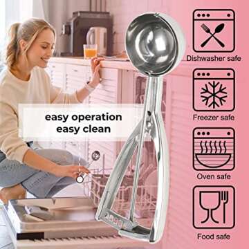 Dijkoo Stainless Steel Ice Cream Scoop - Perfectly Rounded Treats