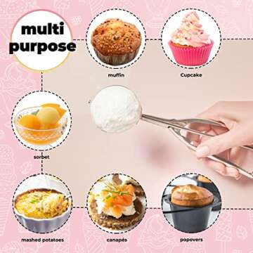 Dijkoo Stainless Steel Ice Cream Scoop - Perfectly Rounded Treats