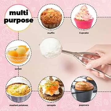 Dijkoo Stainless Steel Ice Cream Scoop - Perfectly Rounded Treats