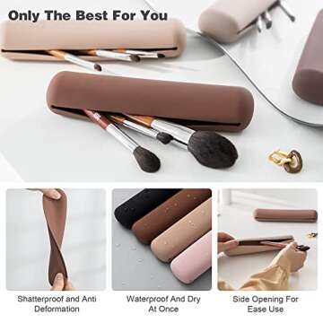 BEZOX Makeup Brush Holder - Travel Silicon Makeup Brush Case with Magnet Closure, Compact Brush Pouc...