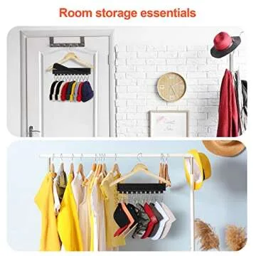 Hat Organizer Holder for Hanger & Room Closet, 1Pack Hat Storage Clips, for Hang Baseball Hats Rack, Ball Caps, Winter Beanie & Accessories, Fits All Hangers (1PC Black)