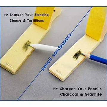 N NOROCME 12 PCS Blending Stumps and Tortillions Paper Art Blenders with Sandpaper Pencil Sharpener Pointer for Student Artist Charcoal Sketch Drawing Tools