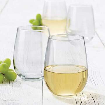 Libbey Vina Stemless White Wine Glasses, Set of 4