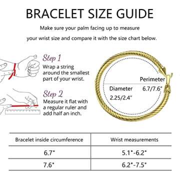 HX SHARE Twisted Cable Bracelet Stylish Fine Stainless Steel Cable Cuff Bracelet with Hook Clasp Bra...