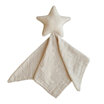 Mushie Star Security Blanket | Baby Lovey | 100% Organic Muslin Cotton (Fog)