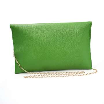 GEARONIC Clutch Purses, PU Leather Evening Envelope Clutch Handbags Womens Crossbody Bag with Chain Strap Green