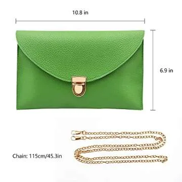 GEARONIC Clutch Purses, PU Leather Evening Envelope Clutch Handbags Womens Crossbody Bag with Chain Strap Green