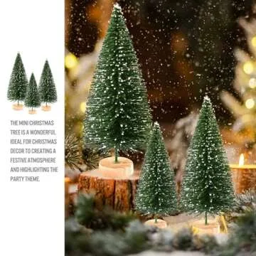 9Pcs Mini Christmas Trees in Green Beige and Pink