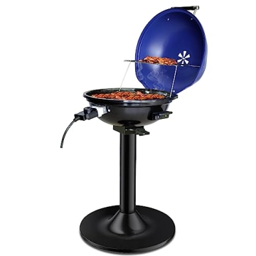 High Power 1800W Smokeless Non-Stick Indoor/Outdoor Electric Grill With Stand, ManVi 15-Serving Remo...